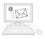 Computer mit E-Mail Bild auf dem Bildschirm