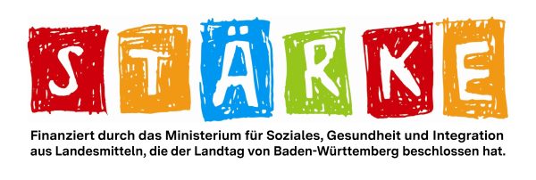 Logo STÄRKE, Finanziert durch das Ministerium für Soziales, Gesundheit und Integration  aus Landesmitteln, die der Landtag von Baden-Württemberg beschlossen hat
